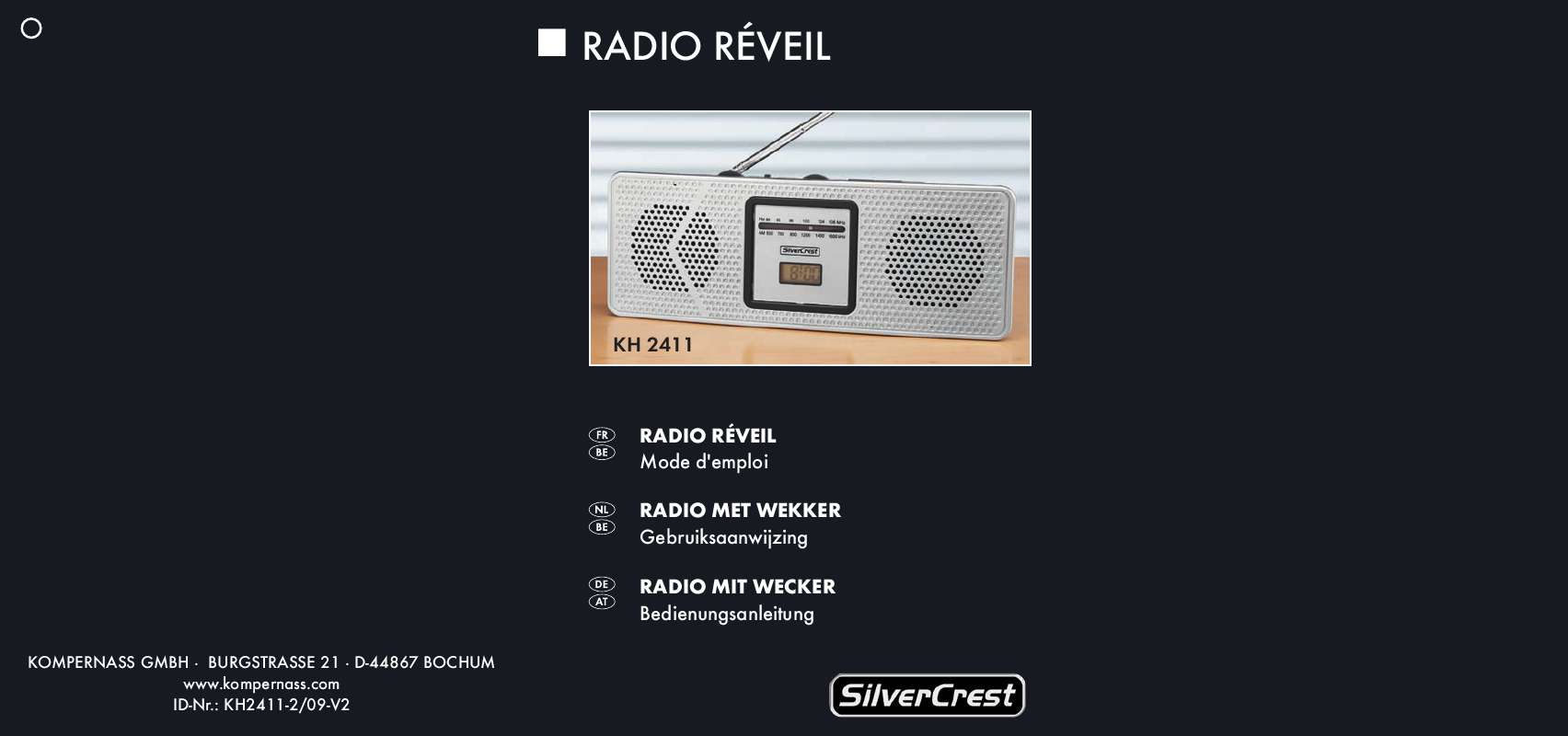 Notice SILVERCREST KH 2411 ALARM RADIO Trouver une solution à un problème SILVERCREST KH 2411